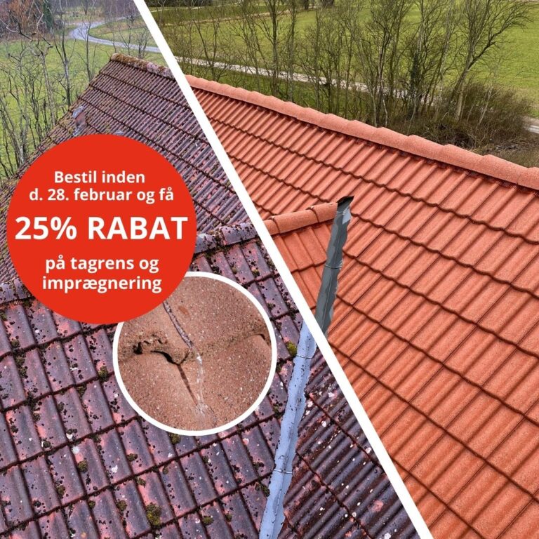 Rensning og imprægnering af tag banner, med 25% rabat hos Nanostone