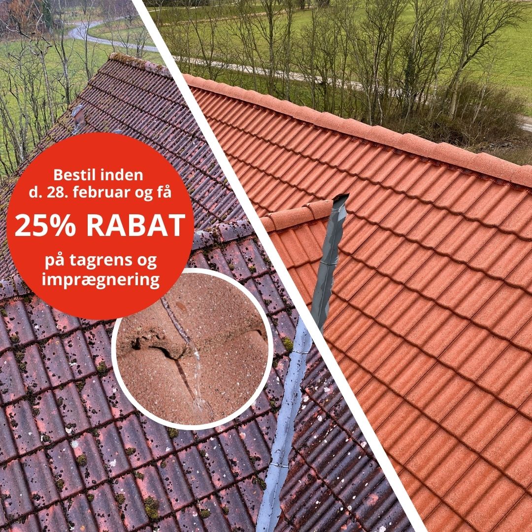 Rensning og imprægnering af tag banner, med 25% rabat hos Nanostone