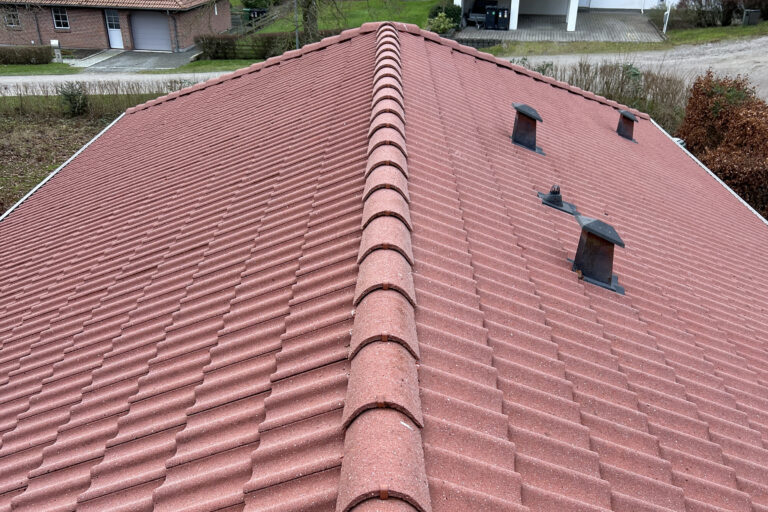 Efter rensning af tag. Betongtegl tag + rygning