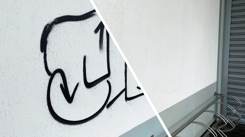 Grafittirens erhverv på en puds væg